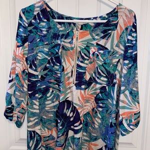 Dana Buchman Tropical Print Tunic top size XL